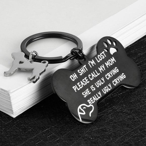 Im Lost dog charm Lettering Bone Dog Shape Keychain - Picture 4 of 6